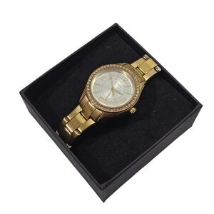 Timex Women’s Gold Tone Crystal Bezel Bracelet Watch 6.5"